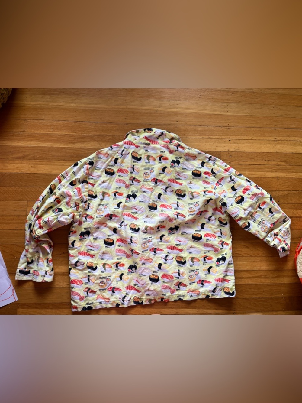 The Cat’s Pajamas yellow sushi flannel PJs cozy fuzzy japanese L novelty unagi - Picture 5 of 8